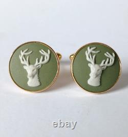 Boutons de manchette Wedgwood Jasperware vert Glenfiddich avec boîte