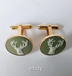Boutons de manchette Wedgwood Jasperware vert Glenfiddich avec boîte
