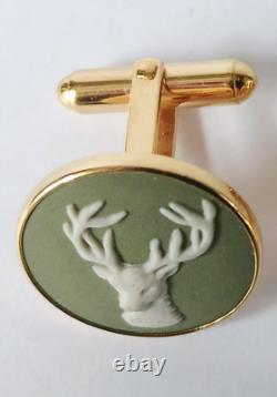 Boutons de manchette Wedgwood Jasperware vert Glenfiddich avec boîte
