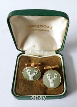 Boutons de manchette Wedgwood Jasperware vert Glenfiddich avec boîte