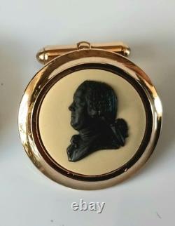 Boutons de manchette en jaspe noir cane Wedgwood Josiah Wedgwood & Thomas Bentley