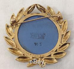 Broche En Or 10k Camée Jasperware Wedgwood Ort Logo