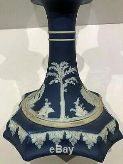 C. 1860 Wedgwood Cobalt Jasperware Octagan Footed 7 Bougeoir Stunning