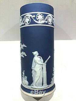 C. 1871 Wedgwood Jasperware Bleu Cobalt Spill Vase Néo-classique Mint Code Z