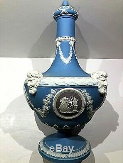 C. 1871 Wedgwood Jasperware Tri-color Blue Bottle Barbiers 10.5 Nettoyage Détails