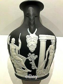 C. 1875 Wedgwood Rare Noir Jasperware Barberini 8 Portland Vase Poignée De Corde