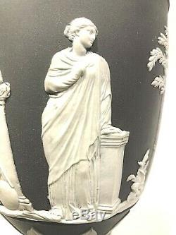 C. 1880 Wedgwood Noir Dip Jasperware 10 Trophy Vase Mint Muses Superbe