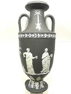 C. 1880 Wedgwood Noir Dip Jasperware 10 Trophy Vase Mint Muses Superbe