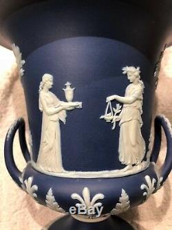 C. 1891 Grande Urne Campgane Jasperware Campana Bleue De Portland Bleu