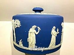 C. 1891 Wedgwood Plat À Fromage Bleu Cobalt Jasperware Couvercle Extrêmement Beau Sharp