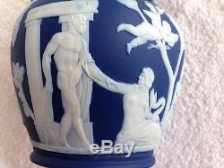C. 1895 Wedgwood Dark Blue Trempette Jasper Ware 6 Portland Vase Mint & Nice