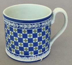 C1795 Wedgwood Trois Couleurs Bleu Trempé Japser Diceware Quatrefoil Cup & Saucer