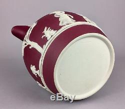 C19th Wedgwood Crimson Vin Rouge Jasper Ware Classique Floral Garland Dip Jug Pot