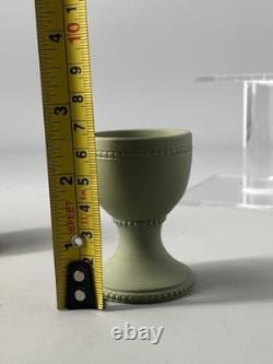 C2000 Wedgwood Jasperware Jasper Ensemble Rare De Quatre Coquetiers Rose, Jaune Canne Etc.