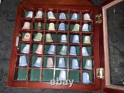 Cased 32 Assortiment Vintage Wedgwood Jasper Ware Divers Thimbles Collection