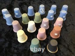 Cased 32 Assortiment Vintage Wedgwood Jasper Ware Divers Thimbles Collection