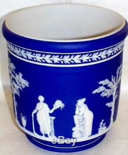 Cobalt Blue Jasper Ware Avec Cache Blanc Pot Adams Tunstall Wedgwood 19ème Siècle