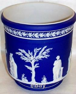 Cobalt Blue Jasper Ware Avec Cache Blanc Pot Adams Tunstall Wedgwood 19ème Siècle