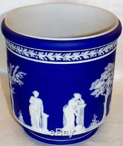 Cobalt Blue Jasper Ware Avec Cache Blanc Pot Adams Tunstall Wedgwood 19ème Siècle