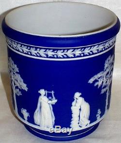 Cobalt Blue Jasper Ware Avec Cache Blanc Pot Adams Tunstall Wedgwood 19ème Siècle