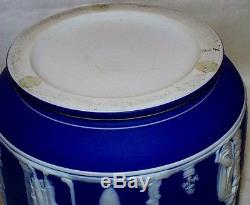 Cobalt Blue Jasper Ware Avec Cache Blanc Pot Adams Tunstall Wedgwood 19ème Siècle