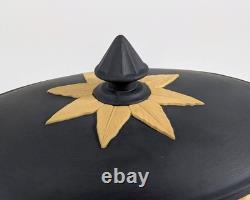 Collection de Bibliothèque Wedgwood Jasperware Canne Jaune Noir Basalte Boîte Colonne Ovale