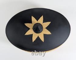 Collection de Bibliothèque Wedgwood Jasperware Canne Jaune Noir Basalte Boîte Colonne Ovale