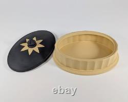 Collection de Bibliothèque Wedgwood Jasperware Canne Jaune Noir Basalte Boîte Colonne Ovale