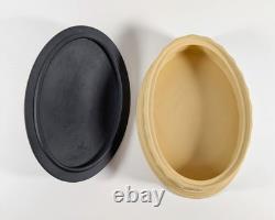 Collection de Bibliothèque Wedgwood Jasperware Canne Jaune Noir Basalte Boîte Colonne Ovale