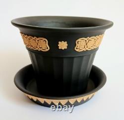 Collection de bibliothèque de jardinière et plateau en jaspe noir et osier Wedgwood