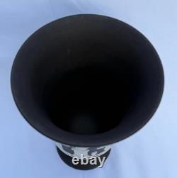Collection vintage rare vase à pied en jaspe noir Wedgwood 7,3 Angleterre 1968