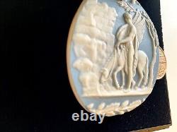 Collier rare en jaspe Wedgwood antique bleu clair à médaillon Zeus Pégase box