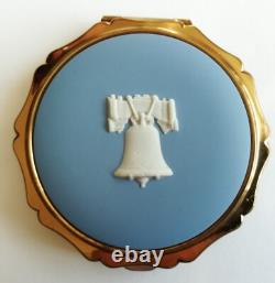 Compact poudrier Stratton en jaspe bleu Wedgwood Liberty Bell en jasperware