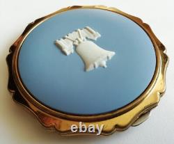 Compact poudrier Stratton en jaspe bleu Wedgwood Liberty Bell en jasperware