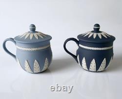 Coupes à crème en jaspe Wedgwood Blue et Portland Blue en édition limitée dans une boîte