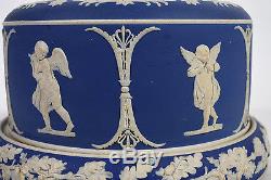 Dôme Et Doublure De Fromage Jasper Blue Cobalt Antique Motif De Chérubin Cupidon Wedgwood