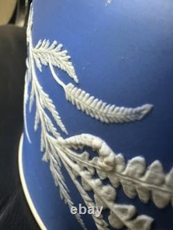 Dôme à fromage en jaspe bleu Wedgwood antique avec couvercle en relief botanique