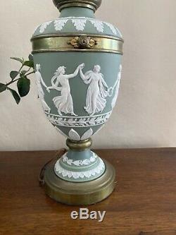 Dudson Jasperware Wedgwood Green Style Jasperware Danse Hour Vase À La Lampe