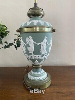 Dudson Jasperware Wedgwood Green Style Jasperware Danse Hour Vase À La Lampe