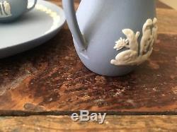 Ensemble De Thé Et Café Miniature Wedgwood Jasperware Blue Made In England