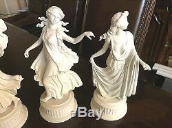 Ensemble Wedgwood (5) Figurines Bisques Blanches Les Heures De Danse Pour Femmes # 1,2,3,4 5 Neuf