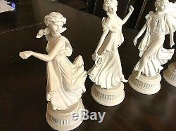 Ensemble Wedgwood (5) Figurines Bisques Blanches Les Heures De Danse Pour Femmes # 1,2,3,4 5 Neuf