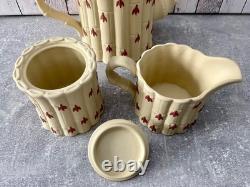 Ensemble à thé en jaspe jasperware en terre cuite jaune bamboo Wedgwood rare 3 pièces