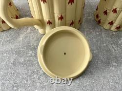 Ensemble à thé en jaspe jasperware en terre cuite jaune bamboo Wedgwood rare 3 pièces