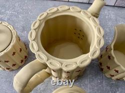 Ensemble à thé en jaspe jasperware en terre cuite jaune bamboo Wedgwood rare 3 pièces