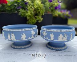 Ensemble de 2 grands bols sur pied en jasperware Wedgwood vintage, Angleterre