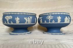 Ensemble de 2 grands bols sur pied en jasperware Wedgwood vintage, Angleterre