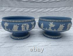 Ensemble de 2 grands bols sur pied en jasperware Wedgwood vintage, Angleterre