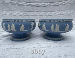 Ensemble de 2 grands bols sur pied en jasperware Wedgwood vintage, Angleterre