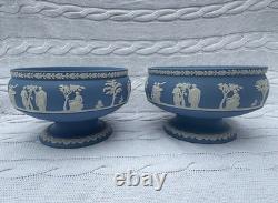 Ensemble de 2 grands bols sur pied en jasperware Wedgwood vintage, Angleterre
